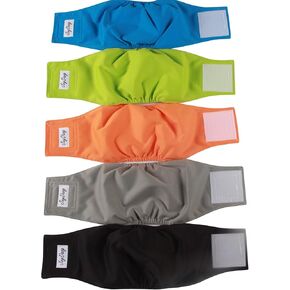 JoyDaog Reusable Dog Belly Bands for Male Dogs Diapers,5 Pack Premium Washable Dog Diapers Male Puppy Nappies Wrap,M