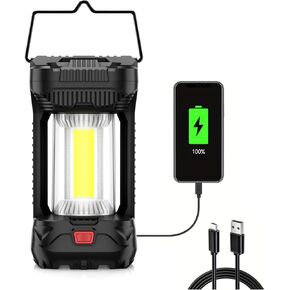 AlpsWolf Camping Lantern, 800LM Camping Lights with 4 Light Modes, 4000mAh Camping Lantern Rechargeable and Phone Charger, IPX4 Waterproof and Sturdy LED Lantern for Camping/Hiking (2 Pack-Black)