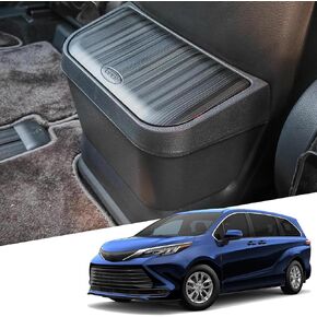For Toyota Sienna 2021- 2025 Accessories - Second Row Cup Holder Trash Can [3-Second Install] Compatible with Sienna Center Console Organizer Waterproof Design Car Upgrade - OEM Black Wood Grain