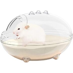 Hamster Sand Bath, Pet Bath, Hamster Toilet, Sand Bathroom, Container Small Animal Sauna Sandpit for Syrian Dwarf Hamster Gerbil Rat Chipmunk (M 6.7 * 4.8 * 4.2 inch)