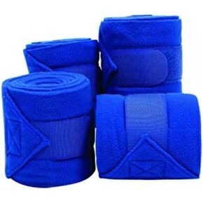 Fleece Horse Polo Wraps Set of 4 Bandages 4" Width, 3 Meters Length (Blue)