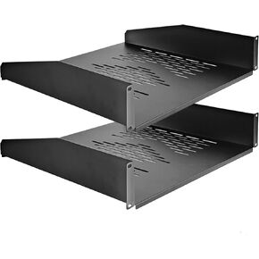 RIVECO 2U Server Rack Shelves for 19" Network Cabinet, Rack Mount Vented Cantilever Trays for Deep IT & Audio Equipment, 18" Depth, 2 PCS Black in Saudi Arabia