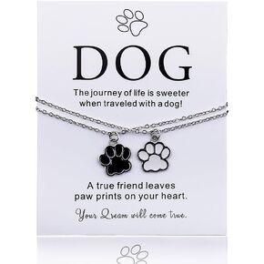 yaozeio Dog Lovers Gifts for Best Friend Birthday Christmas Gifts for bestie best friend Pet Paw Print Necklace Gifts for best friend matching friendship Gifts for Dog Ower Best Friend