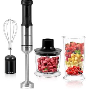 Cordless Rechargeable Hand Mixer Accessories 5-in-1, Variable Speed Mix, Can Make Eleven Cups of Juice on a Single Charge, Portable Easy to Control Stick Mixers, Sauces, Soups, Baby Food