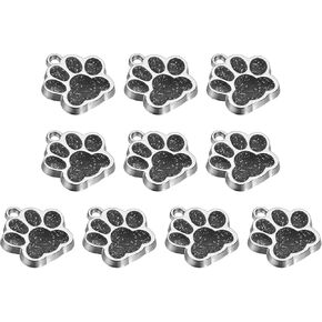 PATIKIL Animal Cat Dog Paw Print Charm, Shine Powder Footprint Beads Enamel Alloy Claw Pendants Colorful for Necklace Keychain Bracelet