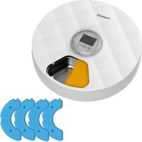Automatic Cat Feeder, Wet Food Automatic Feeder with Stainless Steel Tray, 6 Meals Rechargeable Auto Pet Feeder, Feeding Station for Cats&Small Dogs, Cat Food Dispenser with 4 Ice Packs