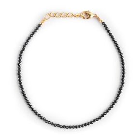Thecraftman Black Spinel Beads Bracelet, Genuine Beaded Bracelet, Faceted Round Beads, Jewelry For Women
