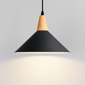 Modern Solid Wood Pendant Lights,13.8" Large Hammered Vintage Chandeliers,Black Finish Hanging Lighting Lamp,Industrial Drum Ceiling Light Fixtures for Dining Room,Kitchen Island, Farmhouse