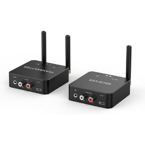 5.8GHz&5.2GHz Dual-Band Wireless Audio Transmitter Receiver for TV/PC, 160ft Long Range 0.018s Low Latency with bulit-in 2.4G Bluetooth 5.3 Receiver, Wireless Adapter Kit with RCA(3.5mm) Out/Input