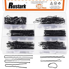 420Pcs 2 Styles Hair Pins Kit with Storage Box, Includes Black Bronze Gold Silver Bobby Pins Buns U Shaped Hair Pins and Rubber Hair Bands for Women Girls Kids for All Hair Types