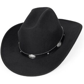 Women Sparkly-Rhinestone Western-Cowgirl-Hat Glitter-Bling Cowboy-Hat Felt-Rodeo-Hat for Disco-Party Medium/Large