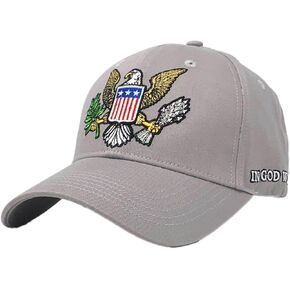 JP’s All-Cotton Snapback Baseball Cap; USA Eagle IGWT Embroidered; Light Grey