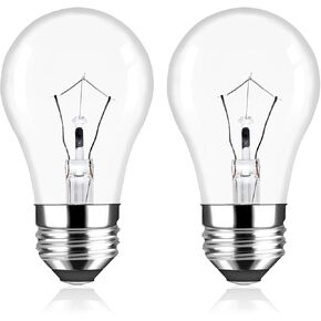 Dimmable Oven Light Bulb 2 Pack 40 Watts Appliance Bulb A15 High Heat Bulbs E26 for Stove Hood, Refrigerator, Microwave, Warm White Refrigerator Light Bulb 2700K