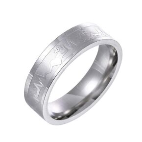 Titanium Steel Heartbeat Couple Ring I Love You Promise Ring Wedding Band Valentine Engagement Promise Couple Ring Jewelry for Him and Her Best Gift 2024 (Women(4mm), 8)