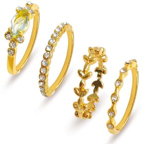 Stackable Gold Rings for Women Teen Girls 14K Gold Plated Stackin Cubic Zirconia Ring Set Non Tarnish Simple Trendy Statement Chunky Thumb Ring Wedding Jewelry Gifts Plain Band Size 5-11