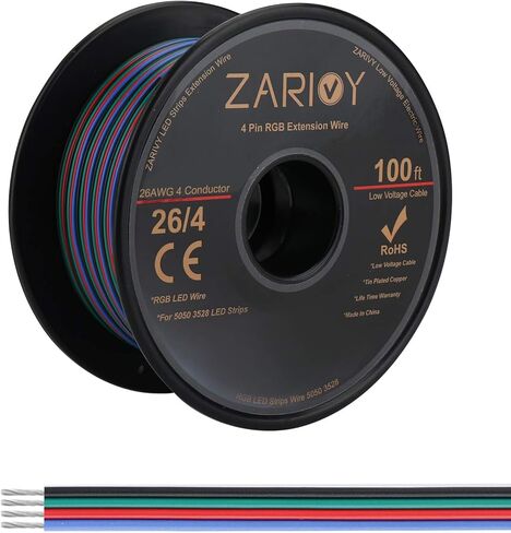 كابل تمديد سلك RGB 100FT 26AWG 4 دبوس 4 ألوان، سلك كهربائي 26 AWG Led لشريط RGB LED 5050 3528، سلك تمديد شريط LED 26 مقياس لإضاءة شريط شريط LED in Kuwait