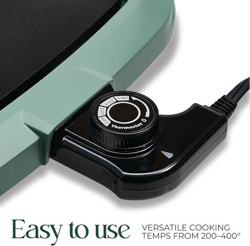 COOK WITH COLOR Electric Griddle 1200W, Nonstick Surface for Pancakes, Burgers, Eggs & More, Removable Temperature Control, Slide-Out Drip Tray, 10" x 16" Cooking Area, Black in Kuwait