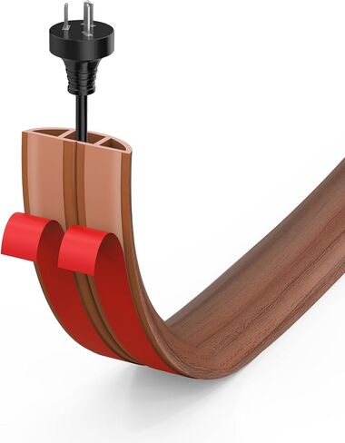 Eapele Floor Cord Cover 6 ft, Wood Brown Floor Cable Cover Self Adhesive Cable Protector, Prevent Trip Hazard for Home Office or Outdoor Settings, Cable Cavity 0.47" (W) x 0.27" (H) in Saudi Arabia