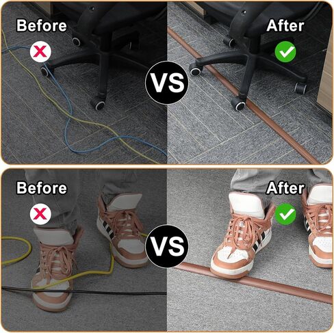 Eapele Floor Cord Cover 6 ft, Wood Brown Floor Cable Cover Self Adhesive Cable Protector, Prevent Trip Hazard for Home Office or Outdoor Settings, Cable Cavity 0.47" (W) x 0.27" (H) in Saudi Arabia