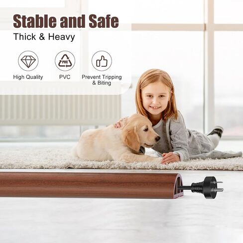 Eapele Floor Cord Cover 6 ft, Wood Brown Floor Cable Cover Self Adhesive Cable Protector, Prevent Trip Hazard for Home Office or Outdoor Settings, Cable Cavity 0.47" (W) x 0.27" (H) in Saudi Arabia
