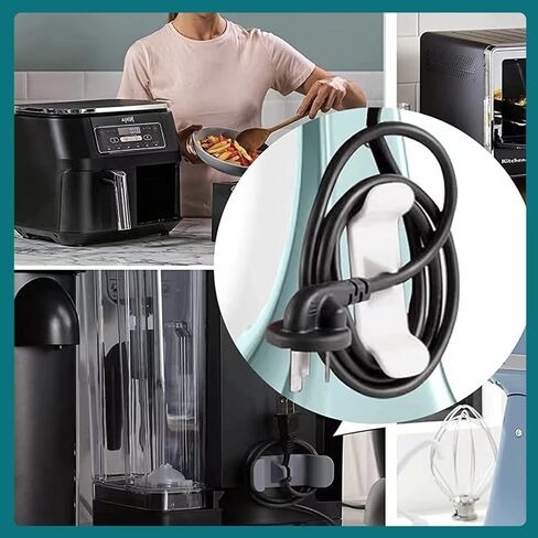 4 عبوات من منظم الأسلاك لأجهزة المطبخ، غلاف مرتب لخلاط سلك، منظم كابلات للخلاط، صانع القهوة، مقلاة الهواء، طنجرة الضغط (2 أبيض + 2 رمادي) in Kuwait