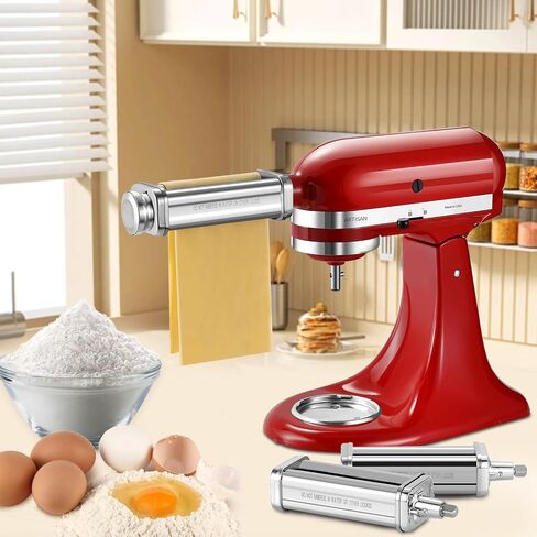 مجموعة مرفقات صانعة المعكرونة المكونة من 3 قطع لخلاطات حامل كيتشن إيد، تتضمن أسطوانة ورق المعكرونة، وقطاعة السباغيتي، وقطاعة فيتوتشيني، وإكسسوارات المعكرونة المصنوعة من الفولاذ المقاوم للصدأ لخلاط مساعد المطبخ in Kuwait