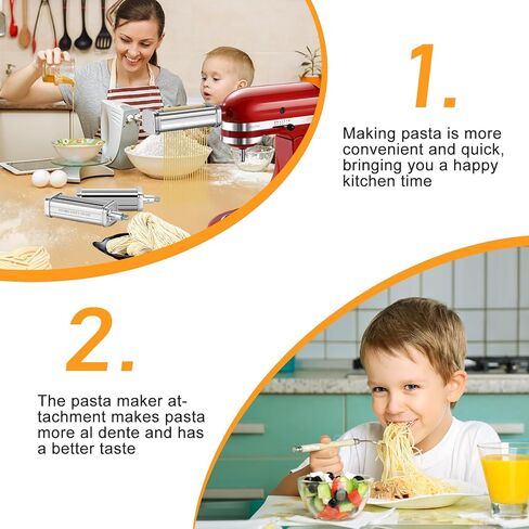 مجموعة مرفقات صانعة المعكرونة المكونة من 3 قطع لخلاطات حامل كيتشن إيد، تتضمن أسطوانة ورق المعكرونة، وقطاعة السباغيتي، وقطاعة فيتوتشيني، وإكسسوارات المعكرونة المصنوعة من الفولاذ المقاوم للصدأ لخلاط مساعد المطبخ in Kuwait