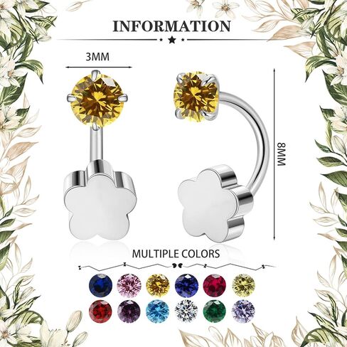 Tiny 3mm Birthstone Earrings Small Huggie Half Hoop Earrings with Flower Flat Back for Women Girls，G23 Hypoallergenic Minimalist Tiny Cartilage Earring (Gold, October- Pink Tourmaline) in Kuwait