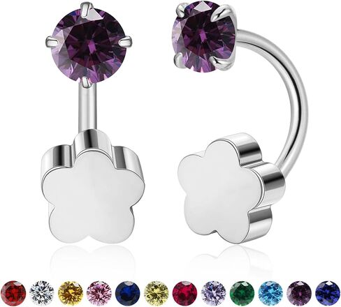 Tiny 3mm Birthstone Earrings Small Huggie Half Hoop Earrings with Flower Flat Back for Women Girls，G23 Hypoallergenic Minimalist Tiny Cartilage Earring (Gold, October- Pink Tourmaline) in Kuwait