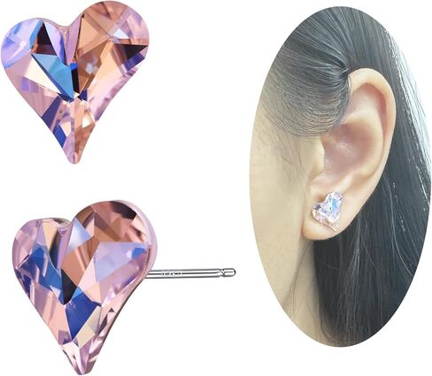 أقراط القلب الوردي أقراط زركونيا مكعبة أقراط فضية أقراط كريستال أقراط جوهرة الميلاد أقراط مضادة للحساسية للنساء هدايا in Kuwait