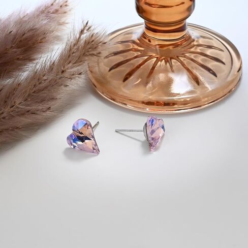 أقراط القلب الوردي أقراط زركونيا مكعبة أقراط فضية أقراط كريستال أقراط جوهرة الميلاد أقراط مضادة للحساسية للنساء هدايا in Kuwait