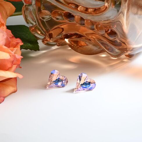 أقراط القلب الوردي أقراط زركونيا مكعبة أقراط فضية أقراط كريستال أقراط جوهرة الميلاد أقراط مضادة للحساسية للنساء هدايا in Kuwait