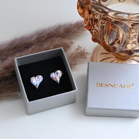 أقراط القلب الوردي أقراط زركونيا مكعبة أقراط فضية أقراط كريستال أقراط جوهرة الميلاد أقراط مضادة للحساسية للنساء هدايا in Kuwait