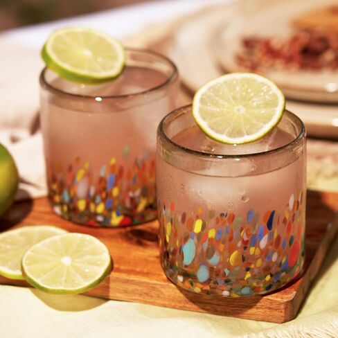 أكواب المشروبات Twine Segunda Vida Artistico Tumblers، مجموعة نظارات المكسيك هدايا بار الكوكتيل المنزلي، زجاج معاد تدويره بنسبة 100%، متعدد الألوان 10oz مجموعة من 2 in Saudi Arabia