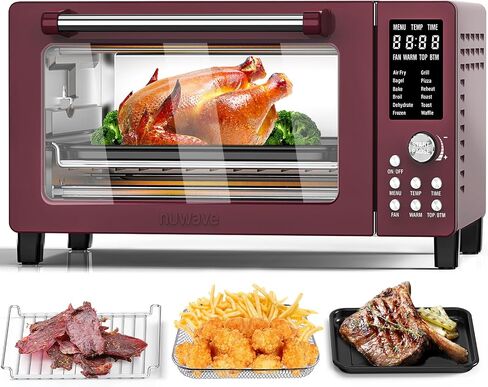 Nuwave Bravo Pro Smart Air Fryer Toaster Oven Combo، كونترتوب فرن حراري Airfryer، وظائف 12 في 1 مع تقنية أسرع وحتى هش، 1800 واط، 50-450 درجة فهرنهايت، خالية من PFAS، 21QT، قرفة in Saudi Arabia