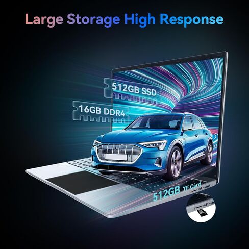 كمبيوتر محمول AEEZO، كمبيوتر محمول مقاس 15.6 بوصة، شاشة FHD 1080 بكسل، معالجات Intel Celeron N5095، 16 جيجابايت DDR4 512 جيجابايت SSD، 2.4G/5G WiFi، بلوتوث 4.2، Mini-HDMI in Kuwait