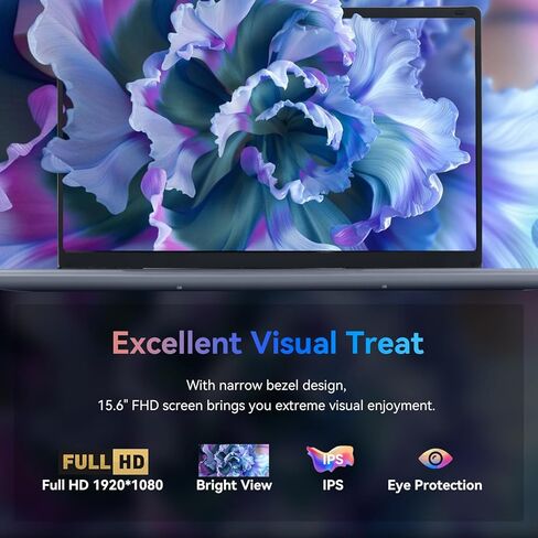 كمبيوتر محمول AEEZO، كمبيوتر محمول مقاس 15.6 بوصة، شاشة FHD 1080 بكسل، معالجات Intel Celeron N5095، 16 جيجابايت DDR4 512 جيجابايت SSD، 2.4G/5G WiFi، بلوتوث 4.2، Mini-HDMI in Kuwait