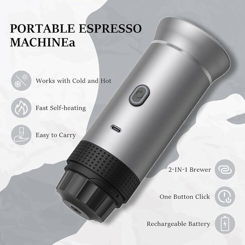Zcyge Portable Coffee Maker Espresso Machines, Mini Travel Camping Coffee Makers, Battery Portable Espresso Self-Heating Car Coffee Maker With Ground Coffee & NS Capsule in Saudi Arabia