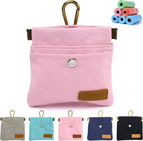 Dog Treat Pouch, Hand Free Dog Training Treat Bag with Carabiner & Magnetic Buckle, Auto Closing Dog Walking Bag for Puppy Travel or Outdoor Use, Pet Feed Snack Reward Pocket, Black in Saudi Arabia