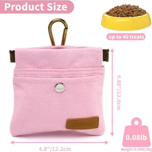 Dog Treat Pouch, Hand Free Dog Training Treat Bag with Carabiner & Magnetic Buckle, Auto Closing Dog Walking Bag for Puppy Travel or Outdoor Use, Pet Feed Snack Reward Pocket, Black in Saudi Arabia