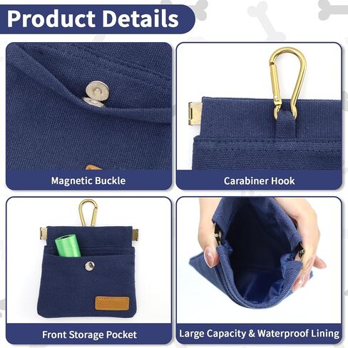 Dog Treat Pouch, Hand Free Dog Training Treat Bag with Carabiner & Magnetic Buckle, Auto Closing Dog Walking Bag for Puppy Travel or Outdoor Use, Pet Feed Snack Reward Pocket, Black in Saudi Arabia