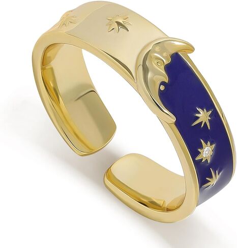 Meissa Celestial Sun and Moon Ring for Women 925 Sterling Silver Statement Ring Boho Jewelry Gold Plated Vintage Ring Size Adjustable Gold Band Thumb Ring Gift for Women Girls, Gold in Kuwait