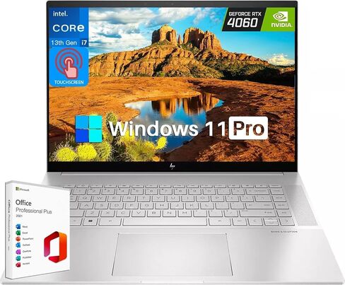 HP Envy 16 Gaming Laptop with Windows 11 Pro, 16" WQXGA Touchscreen Business Laptop, 14-Core Intel i7-13700H, GeForce RTX 4060, 64GB DDR5 RAM, 2TB SSD, Wi-Fi6E, Backlit KB, MS Office Lifetime License in Saudi Arabia