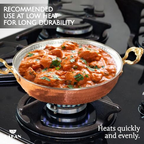 Hakan Copper Round Chef Pan | Traditional Ottoman Style Handmade Copper Frying Pan | Authentic Design Copper Cookware | Hand-Crafted Hammered Copper Sahan | Turkish Egg Omelet Skillet, 7" in Saudi Arabia