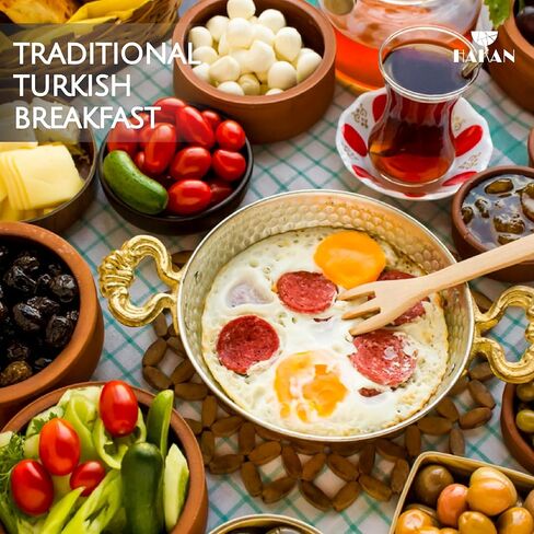 Hakan Copper Round Chef Pan | Traditional Ottoman Style Handmade Copper Frying Pan | Authentic Design Copper Cookware | Hand-Crafted Hammered Copper Sahan | Turkish Egg Omelet Skillet, 7" in Kuwait