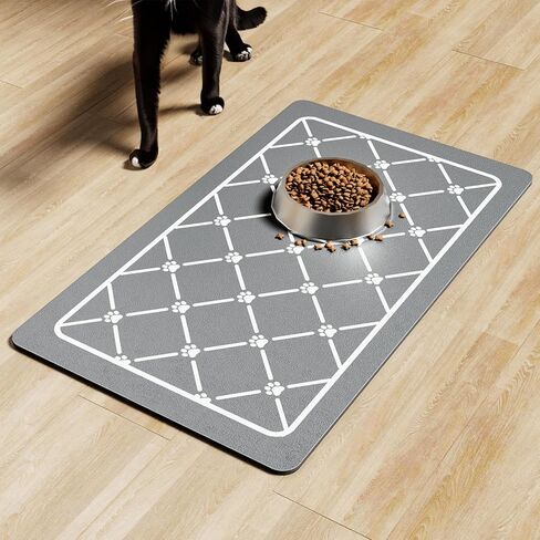 ZooZoo Pet Feeding Mat for Dog & Cat, Cat Food Mat Dog Mat for Food and Water Bowl, Absorbent Pet Placemat, No Stains Quick Dry Cat Dog Supplies Pet Water Dispenser Mat for Messy Drinkers, Cat Paw in Saudi Arabia