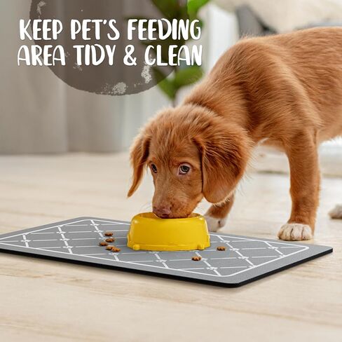 ZooZoo Pet Feeding Mat for Dog & Cat, Cat Food Mat Dog Mat for Food and Water Bowl, Absorbent Pet Placemat, No Stains Quick Dry Cat Dog Supplies Pet Water Dispenser Mat for Messy Drinkers, Cat Paw in Saudi Arabia