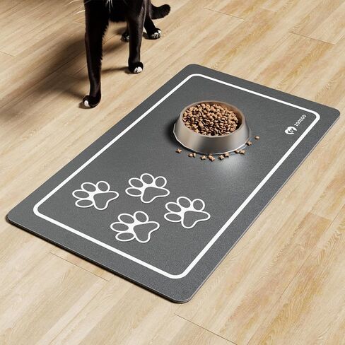 ZooZoo Pet Feeding Mat for Dog & Cat, Cat Food Mat Dog Mat for Food and Water Bowl, Absorbent Pet Placemat, No Stains Quick Dry Cat Dog Supplies Pet Water Dispenser Mat for Messy Drinkers, Cat Paw in Saudi Arabia
