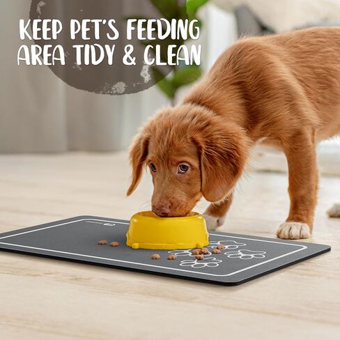 ZooZoo Pet Feeding Mat for Dog & Cat, Cat Food Mat Dog Mat for Food and Water Bowl, Absorbent Pet Placemat, No Stains Quick Dry Cat Dog Supplies Pet Water Dispenser Mat for Messy Drinkers, Cat Paw in Saudi Arabia