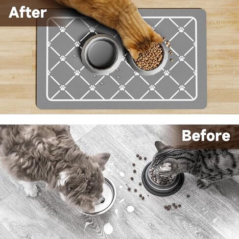 ZooZoo Pet Feeding Mat for Dog & Cat, Cat Food Mat Dog Mat for Food and Water Bowl, Absorbent Pet Placemat, No Stains Quick Dry Cat Dog Supplies Pet Water Dispenser Mat for Messy Drinkers, Cat Paw in Saudi Arabia